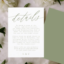White and Sage Green Modern Wedding Enclosure Card RSVP Kaartje