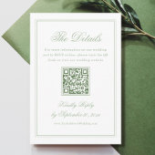 White and Sage Green Wedding Details Qr Code Informatiekaartje