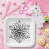 WHITE AND SILVER CHRISTMAS WINTER SNOWFLAKES PAPIEREN BORDJE (Feest)