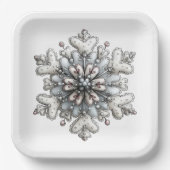 WHITE AND SILVER CHRISTMAS WINTER SNOWFLAKES PAPIEREN BORDJE (Voorkant)