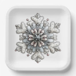 WHITE AND SILVER CHRISTMAS WINTER SNOWFLAKES PAPIEREN BORDJE