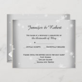 White and Silver Snowflake RSVP Briefkaart (Voorkant / Achterkant)