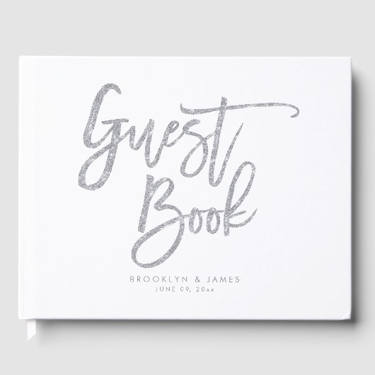 White and Silver Wedding Guest Book Gastenboek (Voorkant)