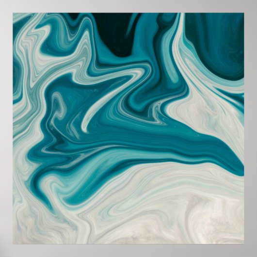 White and teal abstract painting poster (Voorkant)