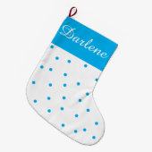 White and Turquoise Polka Dot: Grote Kerstsok (Voorkant (Hangend))