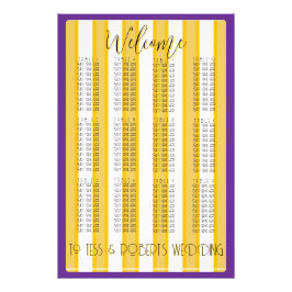 White and Yellow Stripes & Purple Trim  Foto Afdruk