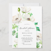 White Anemone Bridal Shower Invitation Kaart (Voorkant)