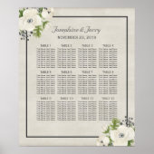 White Anemone Floral Wedding Seating Chart Poster (Voorkant)