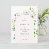 White Anemone Flower Arch Wedding Invitation Kaart (Staand voorkant)