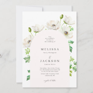 White Anemone Flower Arch Wedding Invitation Kaart