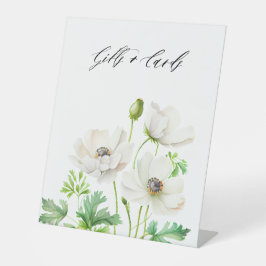 White Anemone flower Gifts and Kaarten Reclamebord Met Voetstuk