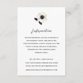 White Anemone Flower Hotel Informatie Trouwen Informatiekaartje