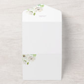 White Anemone Flower Wedding Invitation All In One Uitnodiging (Buitenkant)