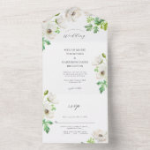 White Anemone Flower Wedding Invitation All In One Uitnodiging (Binnen)