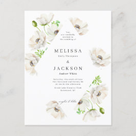 White Anemone Flower Wedding Invitation Briefkaart