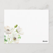 White Anemone Flower Wedding Invitation Briefkaart (Achterkant)