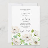 White Anemone Flower Wedding Invitation Kaart (Voorkant)