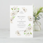 White Anemone Flower Wedding Invitation Kaart (Staand voorkant)