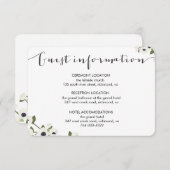 White Anemone Flower Weduwenkaart Informatiekaartje (Voorkant / Achterkant)