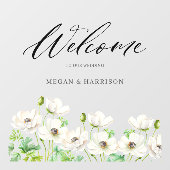 White Anemone Flower Welkom Raamsticker (Vel)