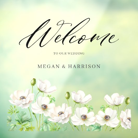 White Anemone Flower Welkom Raamsticker (Vel 3)