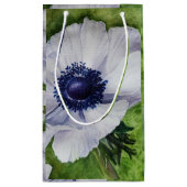 White Anemone Flower with Navy Blue Center Klein Cadeauzakje (Achterkant)