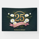 White Anemone Flowers 25th Wedding Jubileum Spandoek (Horizontaal)