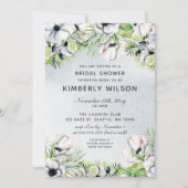 White Anemone Spring Bridal Shower Invitations Kaart (Voorkant)