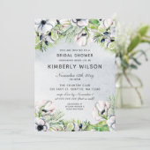 White Anemone Spring Bridal Shower Invitations Kaart (Staand voorkant)