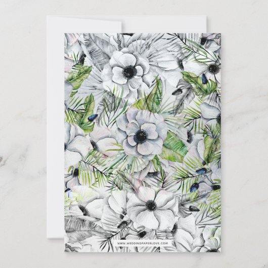 White Anemone Spring Bridal Shower Invitations Kaart (Achterkant)