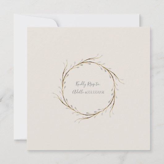 White Anemone Twig Fern Eucalyptus Birthday Party Kaart (Achterkant)