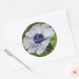White Anemone Waterverf Floral Ronde Sticker