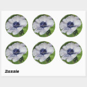 White Anemone Waterverf Floral Ronde Sticker (Vel)