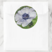 White Anemone Waterverf Floral Ronde Sticker (Tas)