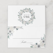 White Anemones and Rozen Personalized Wedding Plaatskaartje (Buitenkant ongevouwen)