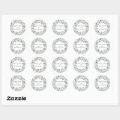 White Anemones and Rozen Personalized Wedding Ronde Sticker (Vel)