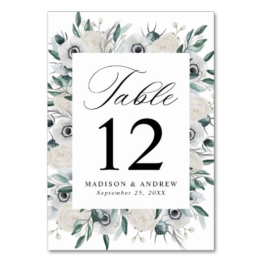 White Anemones and Rozen Wedding Kaart (Voorkant)