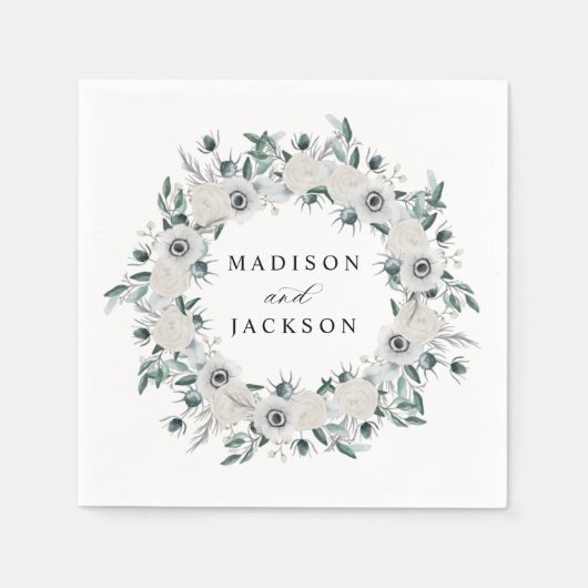 White Anemones and Rozen Wedding Servet (Voorkant)