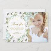 White Anemones Blue Floral First Community Foto Bedankkaart (Voorkant)