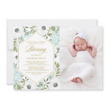 White Anemones Blue Floral Photo Baby Blessing