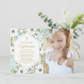 White Anemones Blue Floral Photo Bevestiging Kaart (Staand voorkant)