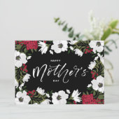 White Anemones Floral Happy Moederdag Kaart (Staand voorkant)