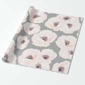 White Anemones Floral Wrapping Paper Cadeaupapier (Uitgerold)