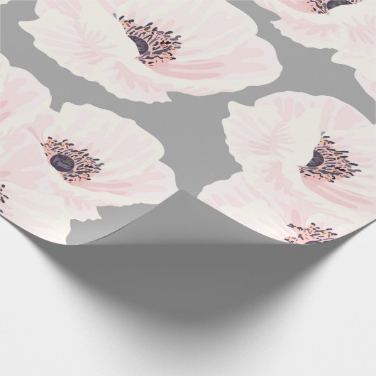 White Anemones Floral Wrapping Paper Cadeaupapier (Hoek)