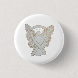 White Angel Awareness Ribbon Custom Art Pins Ronde Button 3,2 Cm