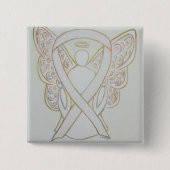 White Angel Awareness Ribbon Custom Art Pins Vierkante Button 5,1 Cm (Voorkant)