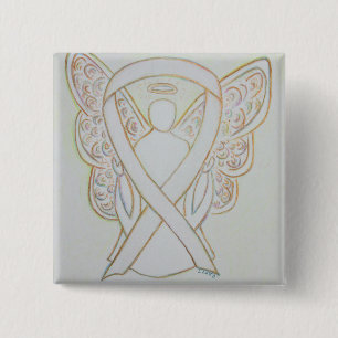 White Angel Awareness Ribbon Custom Art Pins Vierkante Button 5,1 Cm