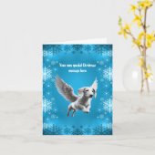 White Angel Dachshund Christmas Kaart (Gele Bloem)