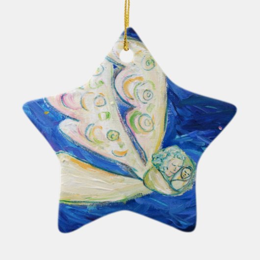 White Angel en Baby Holiday Gift Ornaments Keramisch Ornament (Voorkant)