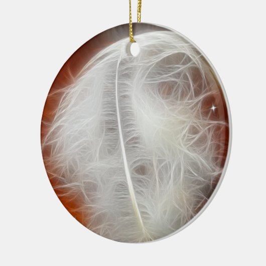 White Angel Feather Keramisch Ornament (Links)